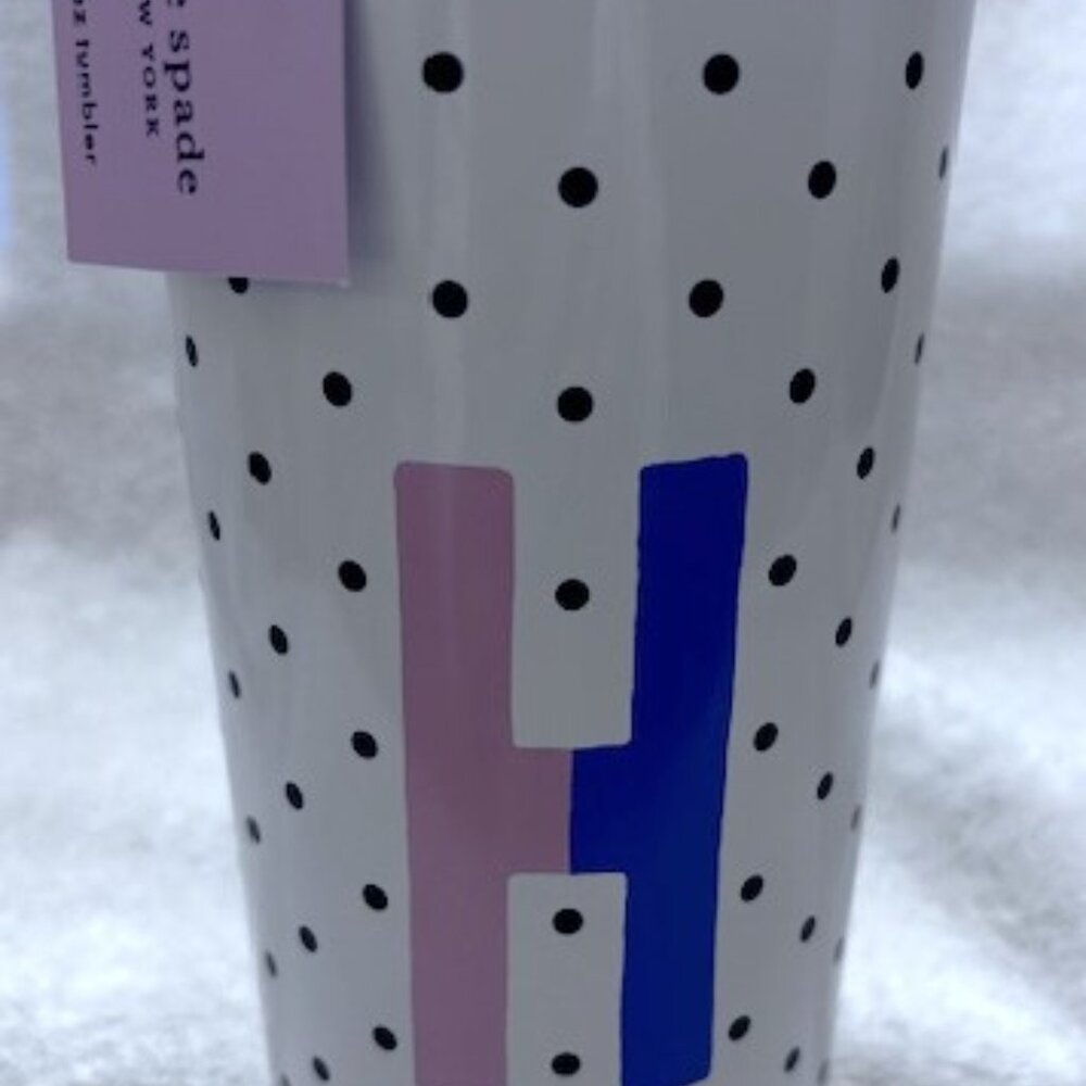 Kate Spade New York 24 ounce stainless steel polka dot tumbler Sparks of Joy NWT